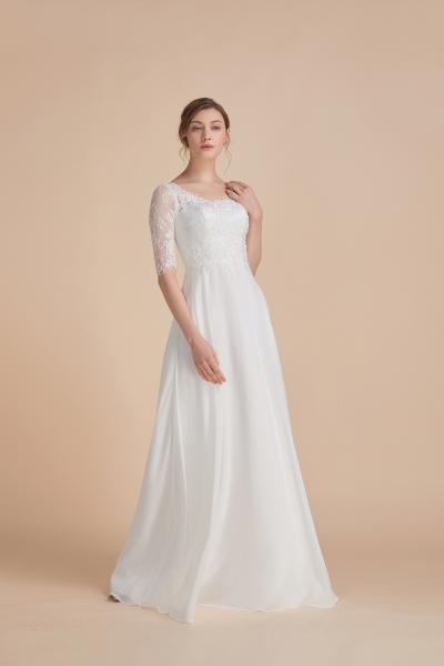 Ein fabelhaftes Vintage-Brautkleid mit 3/4 Ärmeln ohne Schleppe Ivory