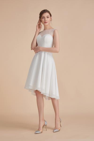 Ärmelloses Brautkleid kurz zum Binden aus Vintage-Spitze Ivory