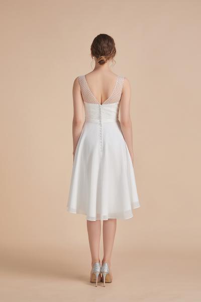 Ärmelloses Brautkleid kurz zum Binden aus Vintage-Spitze Ivory